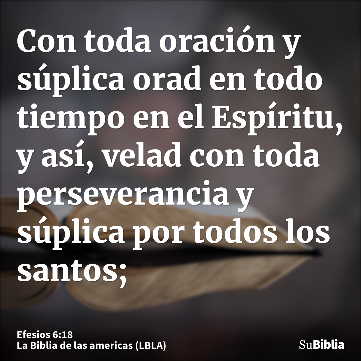 Con toda oración y súplica orad en todo tiempo en el Espíritu, y así, velad con toda perseverancia y súplica por todos los santos;