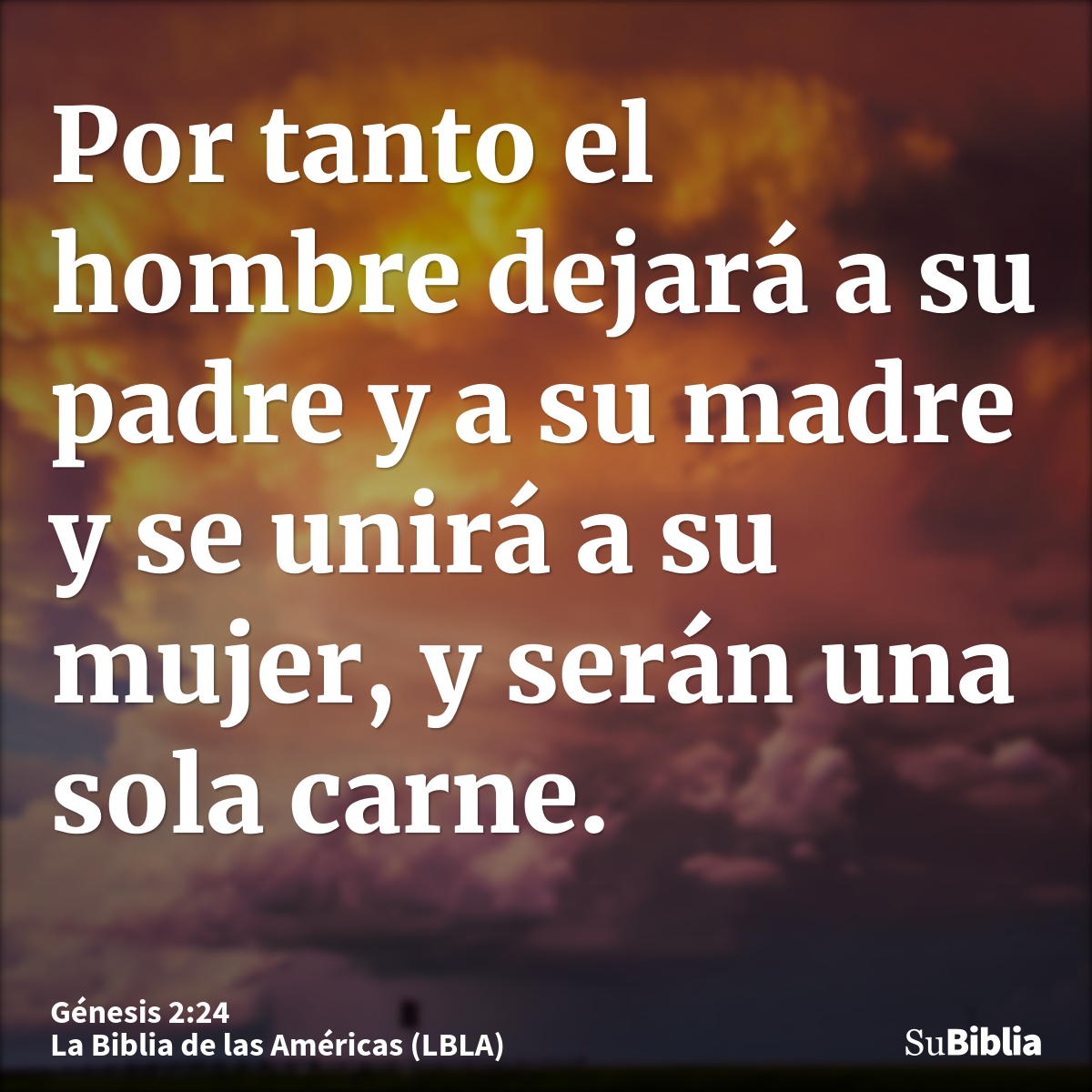 Por tanto el hombre dejará a su padre y a su madre y se unirá a su mujer, y serán una sola carne.