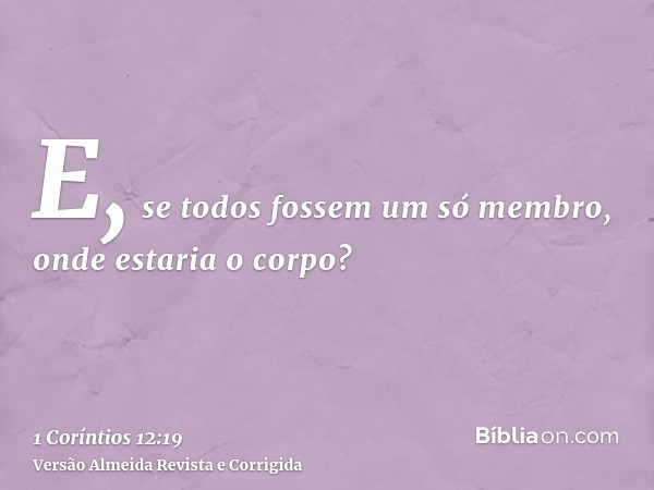 E, se todos fossem um só membro, onde estaria o corpo?