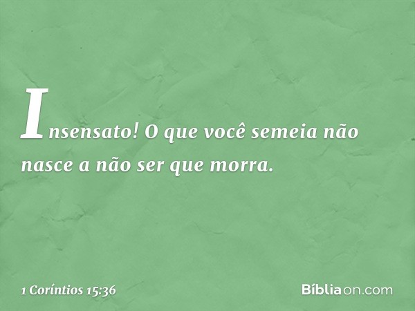 Insensato! O que você semeia não nasce a não ser que morra. -- 1 Coríntios 15:36