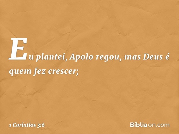 Eu plantei, Apolo regou, mas Deus é quem fez crescer; -- 1 Coríntios 3:6