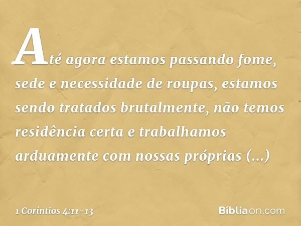 Até agora estamos passando fome, sede e necessidade de roupas, estamos sendo tratados brutalmente, não temos residência certa e trabalhamos arduamente com nossa