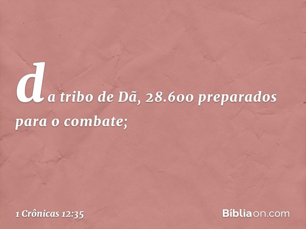 da tribo de Dã, 28.600 preparados para o combate; -- 1 Crônicas 12:35