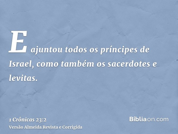 E ajuntou todos os príncipes de Israel, como também os sacerdotes e levitas.
