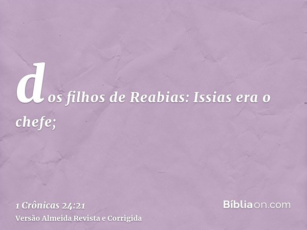 dos filhos de Reabias: Issias era o chefe;