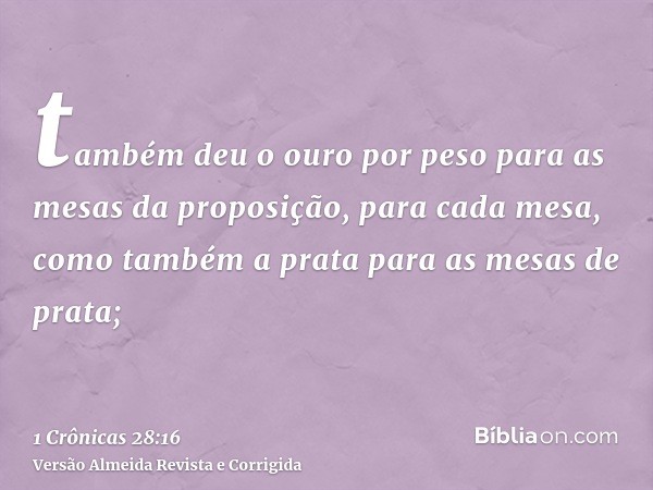 também deu o ouro por peso para as mesas da proposição, para cada mesa, como também a prata para as mesas de prata;