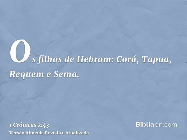 Os filhos de Hebrom: Corá, Tapua, Requem e Sema.