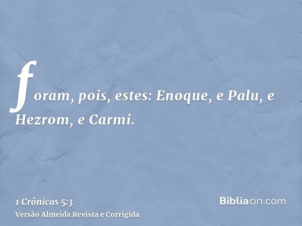 foram, pois, estes: Enoque, e Palu, e Hezrom, e Carmi.
