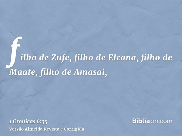 filho de Zufe, filho de Elcana, filho de Maate, filho de Amasai,
