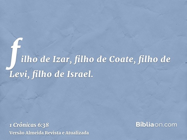 filho de Izar, filho de Coate, filho de Levi, filho de Israel.