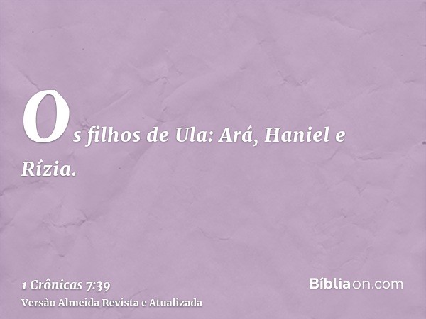 Os filhos de Ula: Ará, Haniel e Rízia.