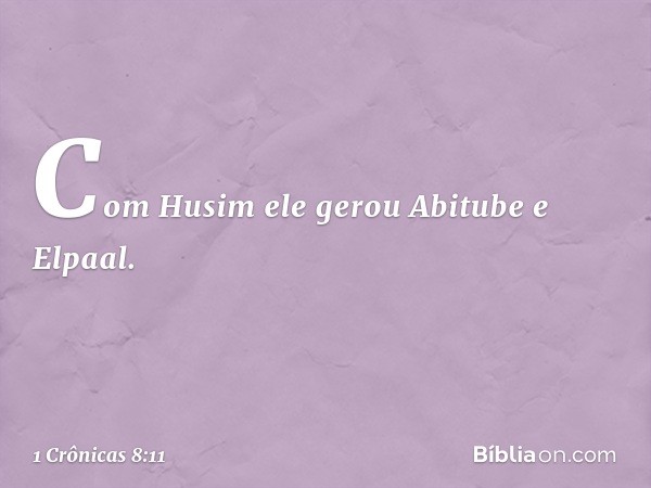 Com Husim ele gerou Abitube e Elpaal. -- 1 Crônicas 8:11