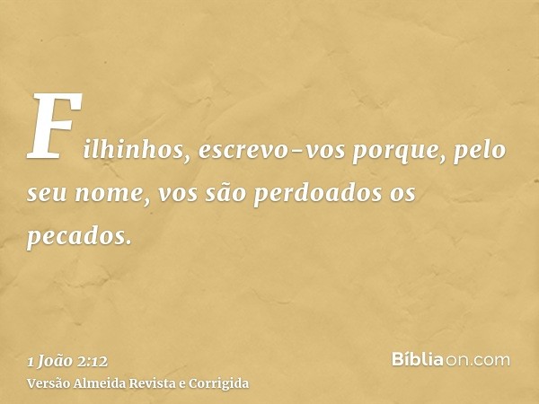 Filhinhos, escrevo-vos porque, pelo seu nome, vos são perdoados os pecados.
