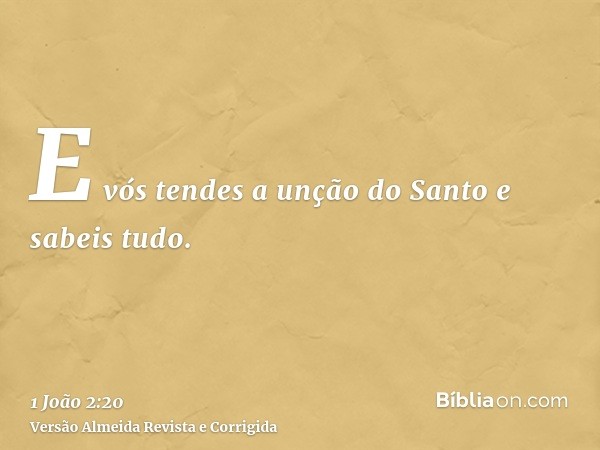 E vós tendes a unção do Santo e sabeis tudo.