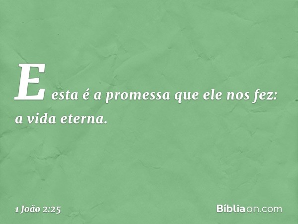 E esta é a promessa que ele nos fez: a vida eterna. -- 1 João 2:25