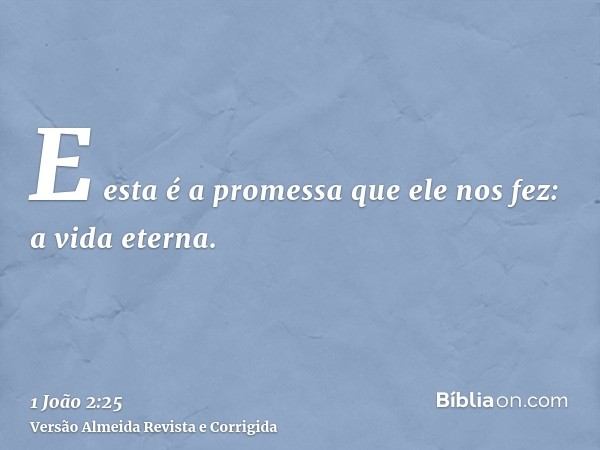 E esta é a promessa que ele nos fez: a vida eterna.