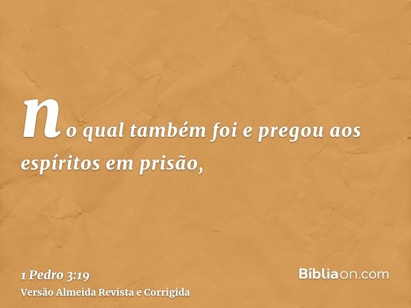 no qual também foi e pregou aos espíritos em prisão,
