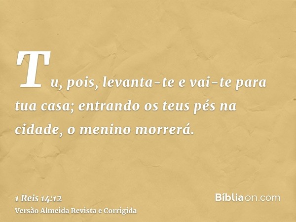 Tu, pois, levanta-te e vai-te para tua casa; entrando os teus pés na cidade, o menino morrerá.