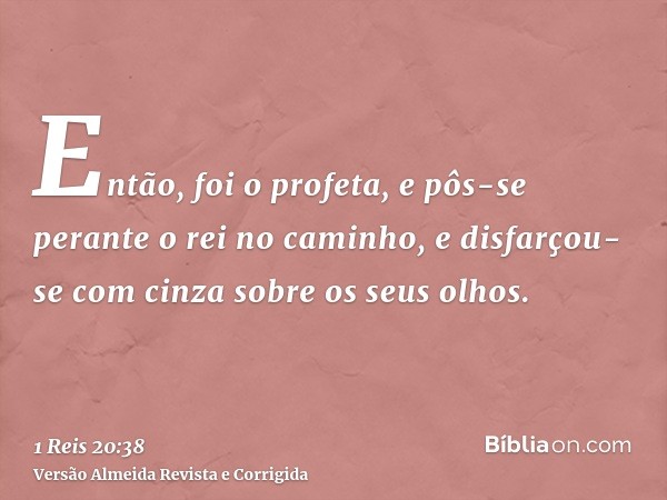 Então, foi o profeta, e pôs-se perante o rei no caminho, e disfarçou-se com cinza sobre os seus olhos.