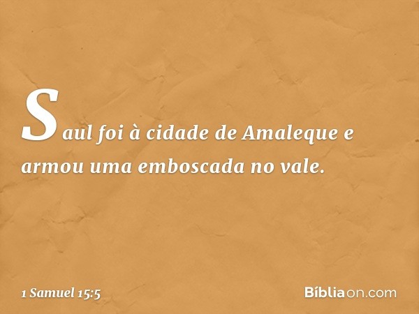 Saul foi à cidade de Amaleque e armou uma emboscada no vale. -- 1 Samuel 15:5