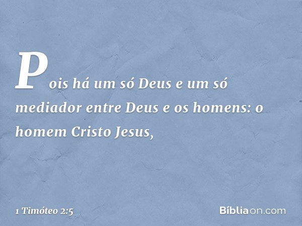 Pois há um só Deus
e um só mediador
entre Deus e os homens:
o homem Cristo Jesus, -- 1 Timóteo 2:5