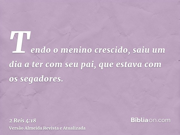 Tendo o menino crescido, saiu um dia a ter com seu pai, que estava com os segadores.