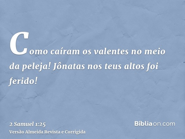 Como caíram os valentes no meio da peleja! Jônatas nos teus altos foi ferido!