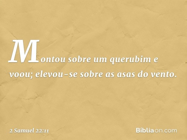 Montou sobre um querubim e voou;
elevou-se sobre as asas do vento. -- 2 Samuel 22:11