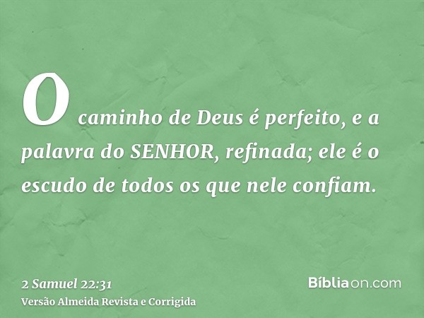 O caminho de Deus é perfeito, e a palavra do SENHOR, refinada; ele é o escudo de todos os que nele confiam.