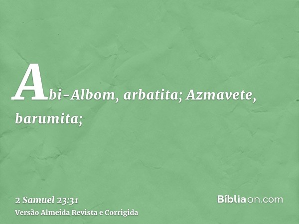 Abi-Albom, arbatita; Azmavete, barumita;