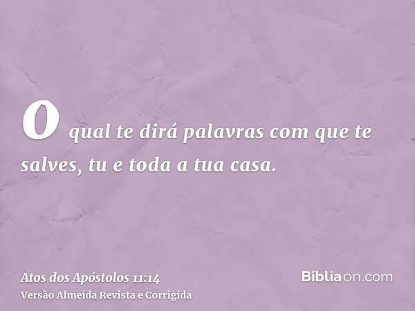 o qual te dirá palavras com que te salves, tu e toda a tua casa.