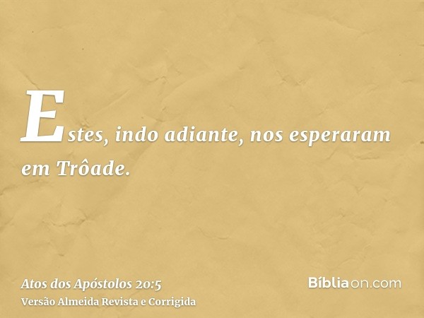 Estes, indo adiante, nos esperaram em Trôade.