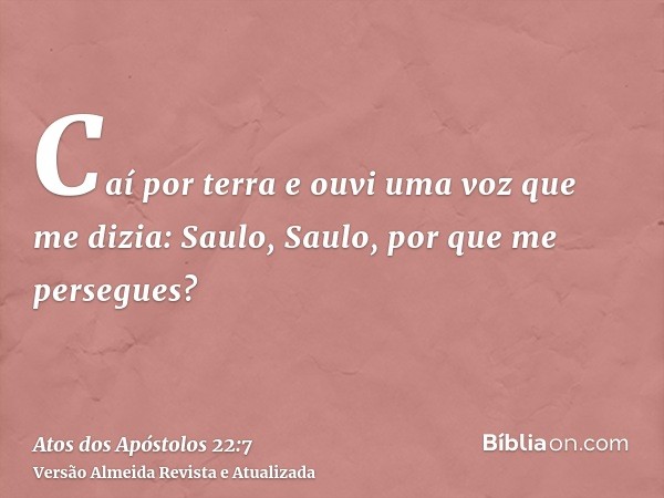 Caí por terra e ouvi uma voz que me dizia: Saulo, Saulo, por que me persegues?