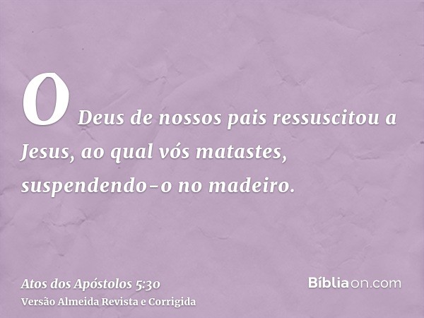 O Deus de nossos pais ressuscitou a Jesus, ao qual vós matastes, suspendendo-o no madeiro.