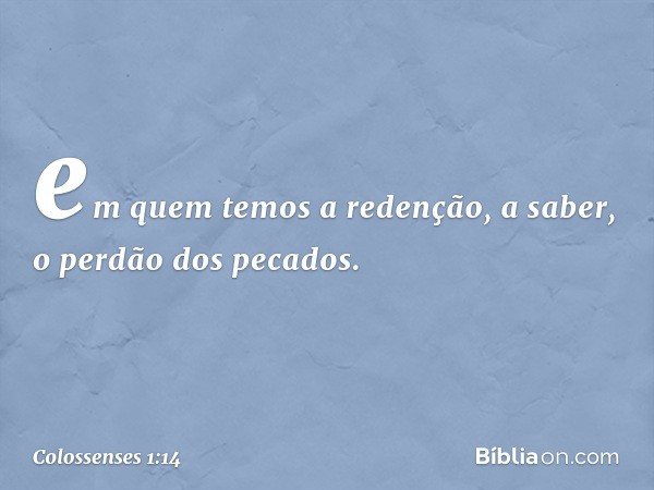 em quem temos a redenção, a saber, o perdão dos pecados. -- Colossenses 1:14