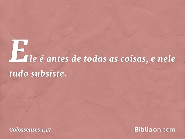 Ele é antes de todas as coisas,
e nele tudo subsiste. -- Colossenses 1:17