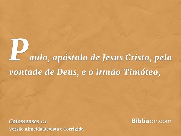 Paulo, apóstolo de Jesus Cristo, pela vontade de Deus, e o irmão Timóteo,