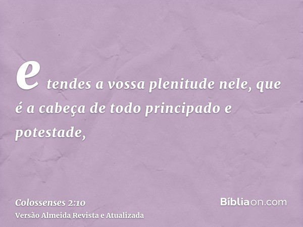 e tendes a vossa plenitude nele, que é a cabeça de todo principado e potestade,