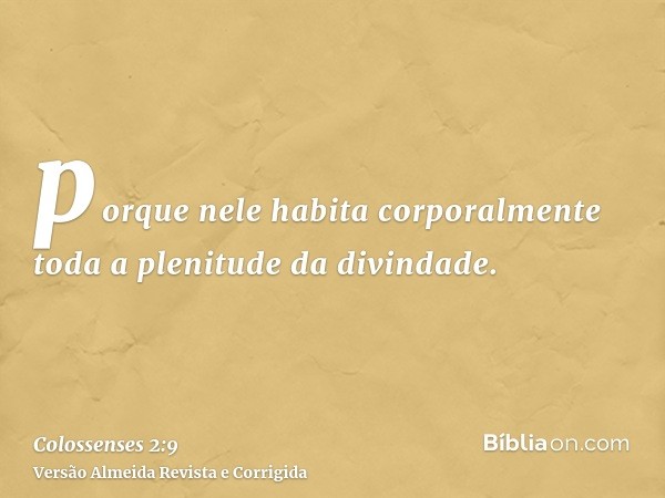 porque nele habita corporalmente toda a plenitude da divindade.