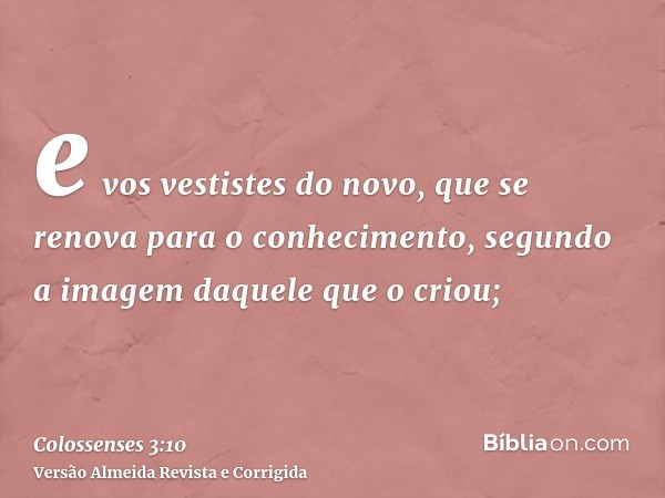 e vos vestistes do novo, que se renova para o conhecimento, segundo a imagem daquele que o criou;