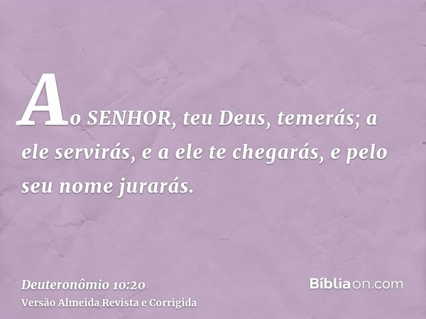 Ao SENHOR, teu Deus, temerás; a ele servirás, e a ele te chegarás, e pelo seu nome jurarás.
