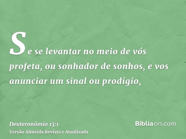 Se se levantar no meio de vós profeta, ou sonhador de sonhos, e vos anunciar um sinal ou prodígio,