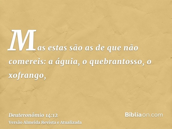 Mas estas são as de que não comereis: a águia, o quebrantosso, o xofrango,