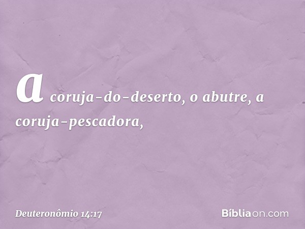 a coruja-do-deserto, o abutre, a coruja-pescadora, -- Deuteronômio 14:17