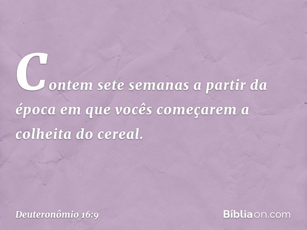 "Contem sete semanas a partir da época em que vocês começarem a colheita do cereal. -- Deuteronômio 16:9