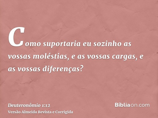 Como suportaria eu sozinho as vossas moléstias, e as vossas cargas, e as vossas diferenças?
