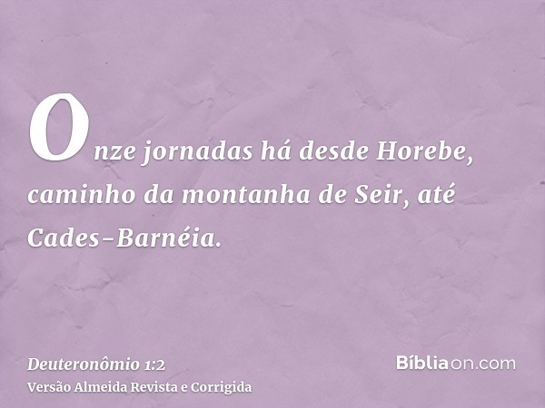 Onze jornadas há desde Horebe, caminho da montanha de Seir, até Cades-Barnéia.