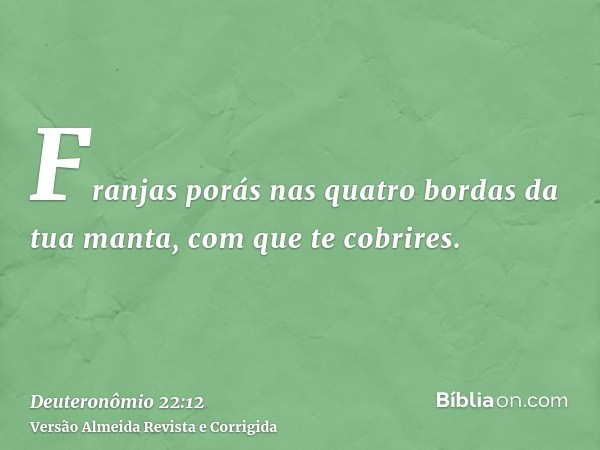 Franjas porás nas quatro bordas da tua manta, com que te cobrires.