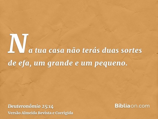 Na tua casa não terás duas sortes de efa, um grande e um pequeno.