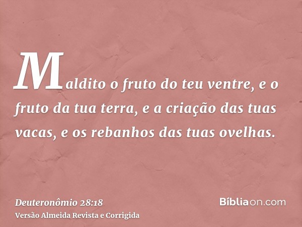 Maldito o fruto do teu ventre, e o fruto da tua terra, e a criação das tuas vacas, e os rebanhos das tuas ovelhas.